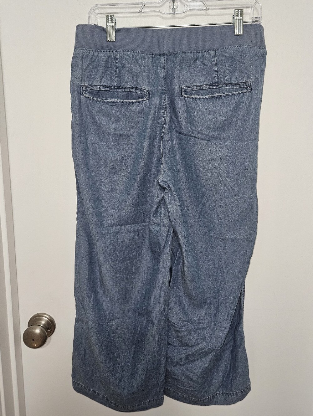 St. John's Bay Light Blue Denim Pants Size PM Lightweight Wide Leg - Picture 2 of 6